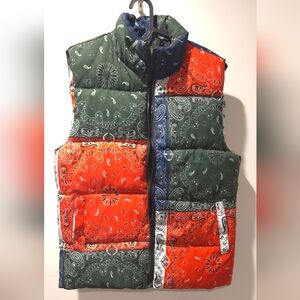 Colorful Bandana Print Puffer Vest